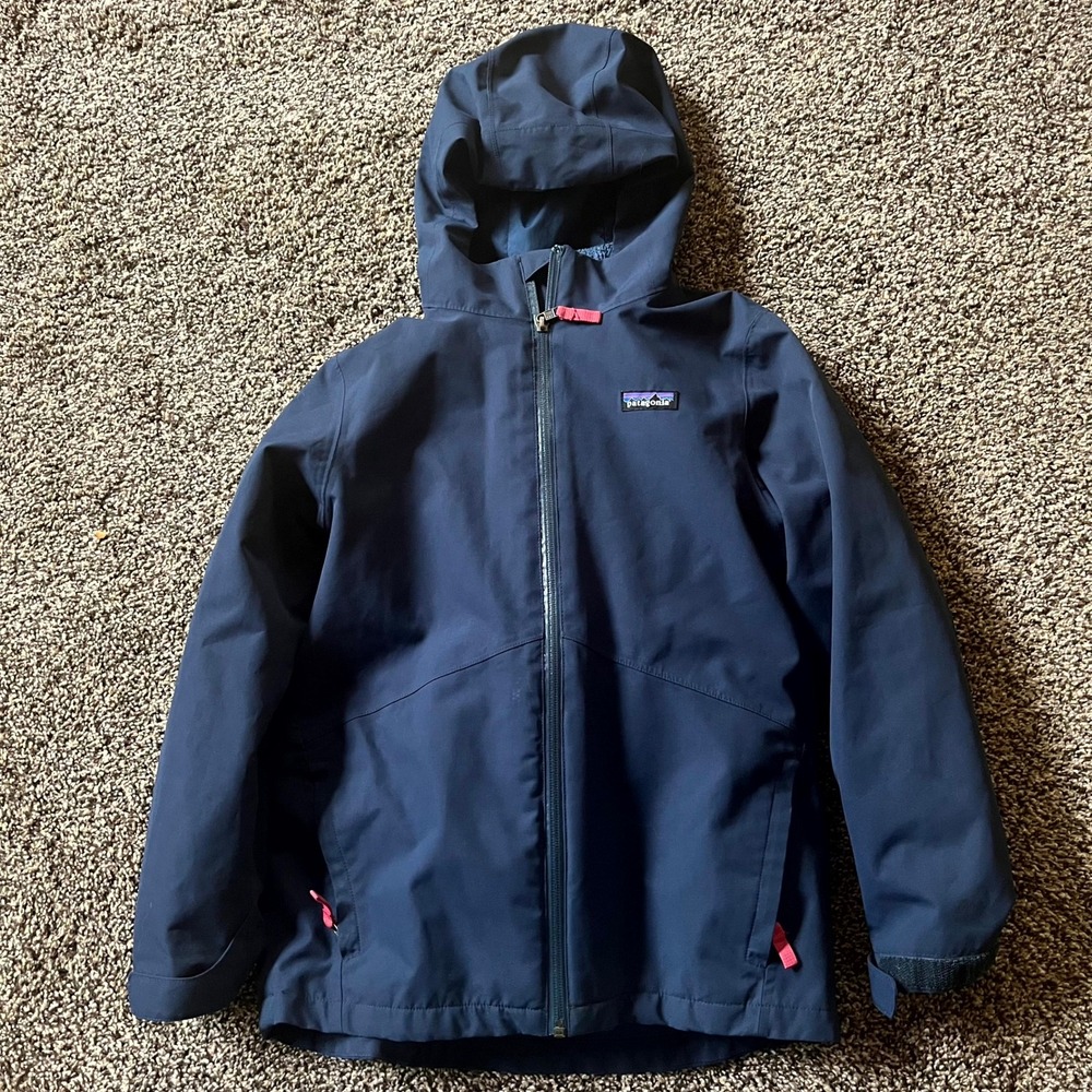 Girls Patagonia Winter Jacket 4 in 1 Everyday Hooded Navy Blue Size M 10
